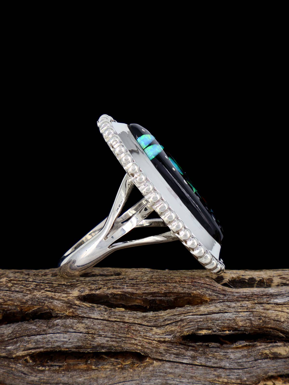 Night Sky Inlay Sterling Silver Ring Size 9 1/4