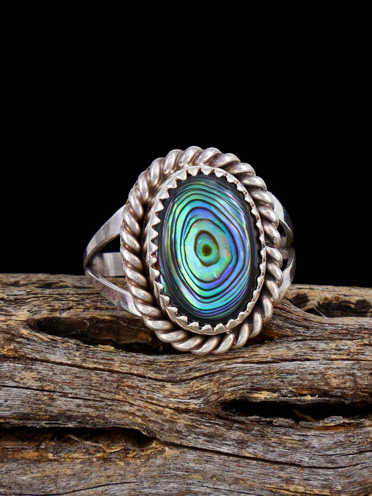 Navajo Sterling Silver Abalone Ring, Size 7 3/4