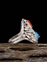 Bague en argent sterling corail rouge, taille 6 1/2
