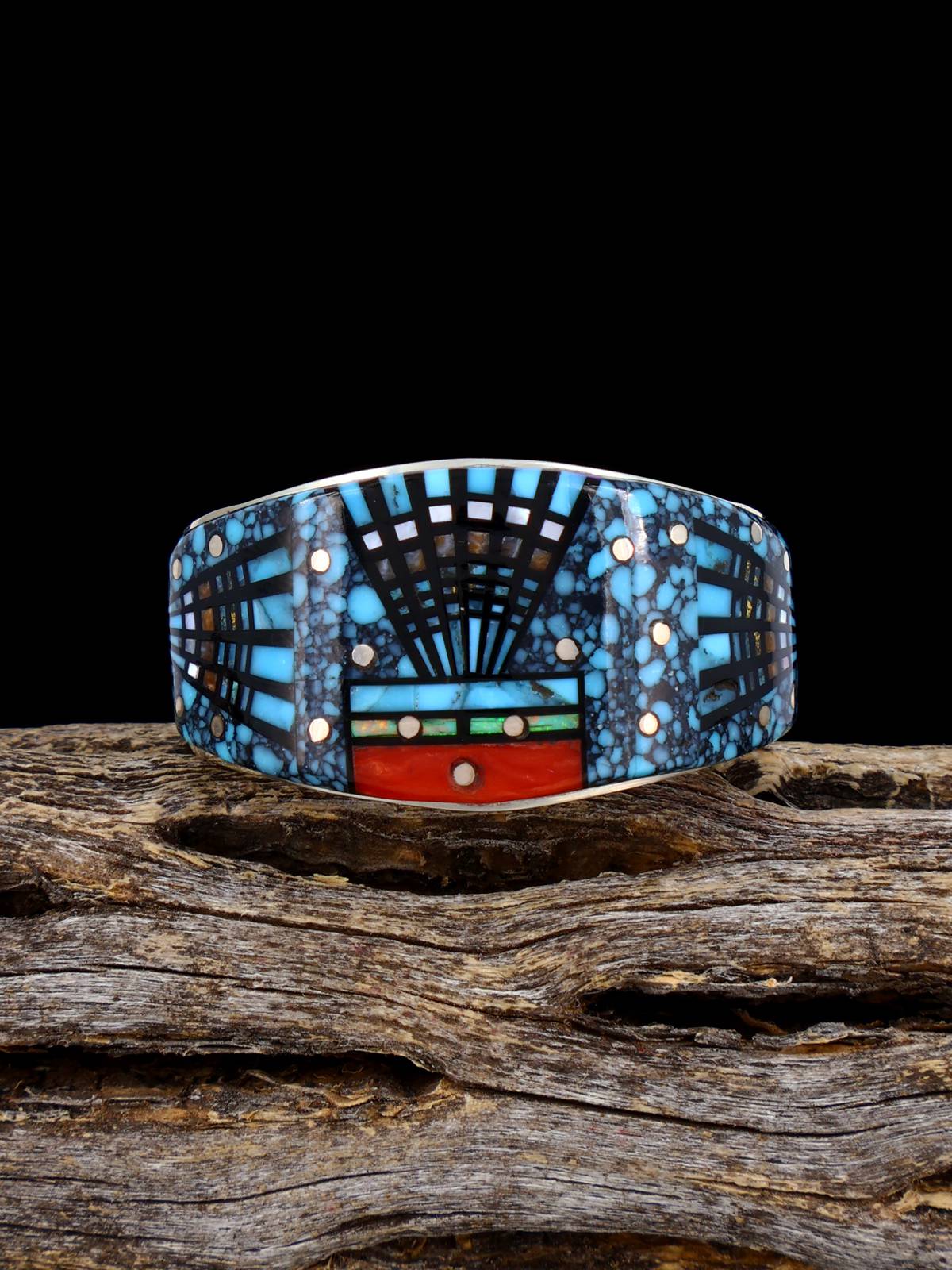 Anillo con incrustaciones Navajo Yei, talla 11