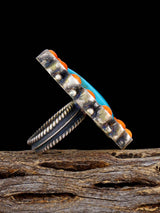 Navajo Turquoise and Spiny Oyster Cluster Ring, Size 9