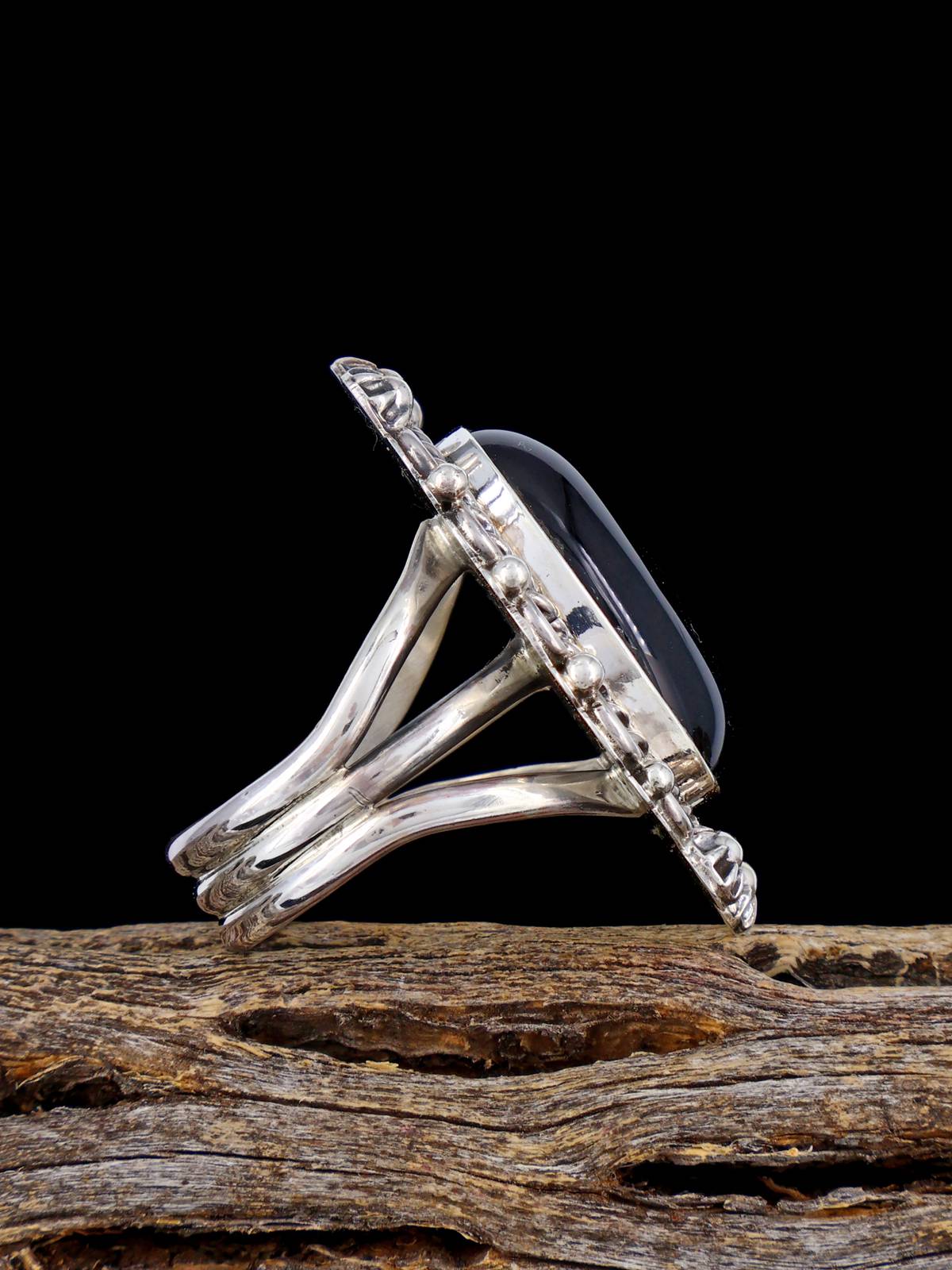 Navajo Black Onyx Ring, Size 8