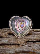 Navajo Sterling Silver Abalone Heart Ring, Size 9