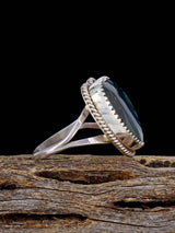 Navajo Sterling Silver Abalone Heart Ring, Size 9