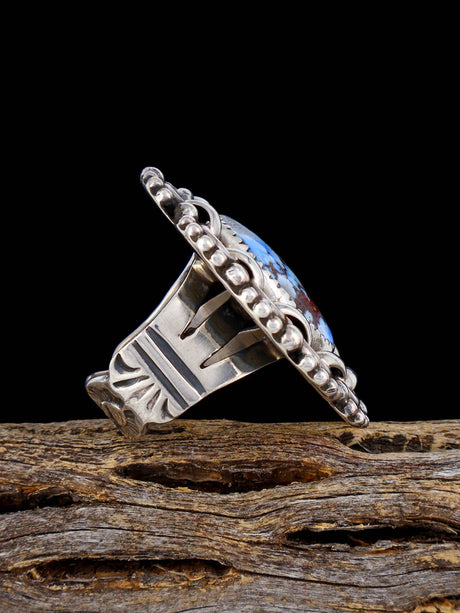 Navajo Golden Hill Turquoise Sterling Silver Ring, Size 7