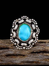 Anillo Kingman Redweb de plata de ley con turquesa, tamaño 10,5