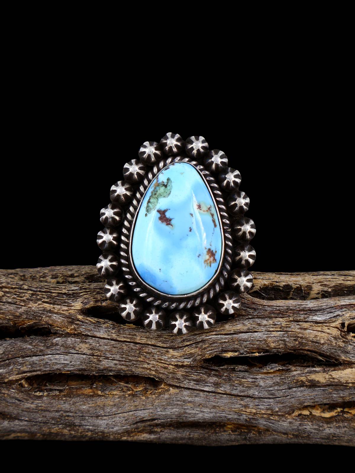 Anillo de plata de ley con turquesa de Golden Hill, tamaño 7 1/2