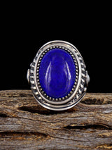 Anillo de plata de ley con lapislázuli talla 9