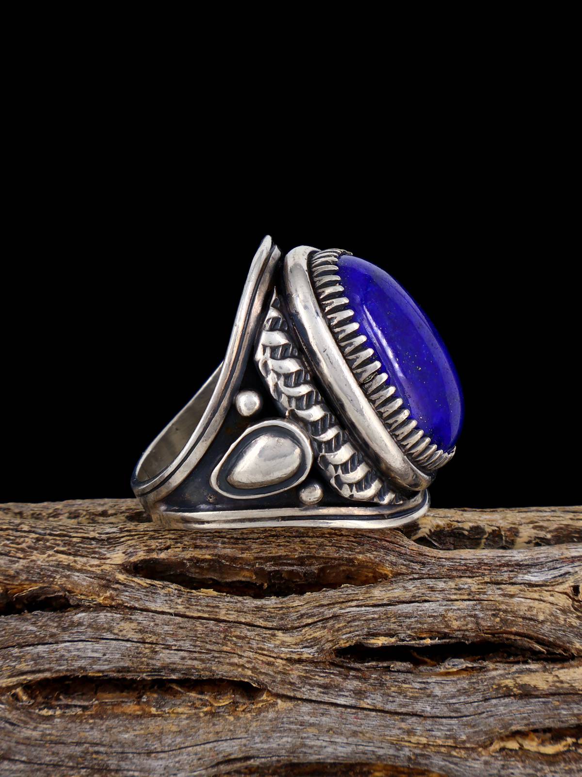 Anillo de plata de ley con lapislázuli talla 9