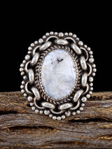 Navajo White Buffalo Sterling Silver Ring, Size 7