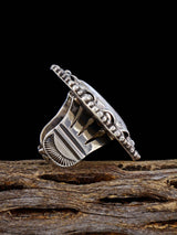 Navajo White Buffalo Sterling Silver Ring, Size 7
