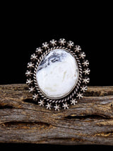 Anillo de plata de ley turquesa natural Golden Hill tamaño 8 1/2