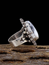 Anillo de plata de ley turquesa natural Golden Hill tamaño 8 1/2