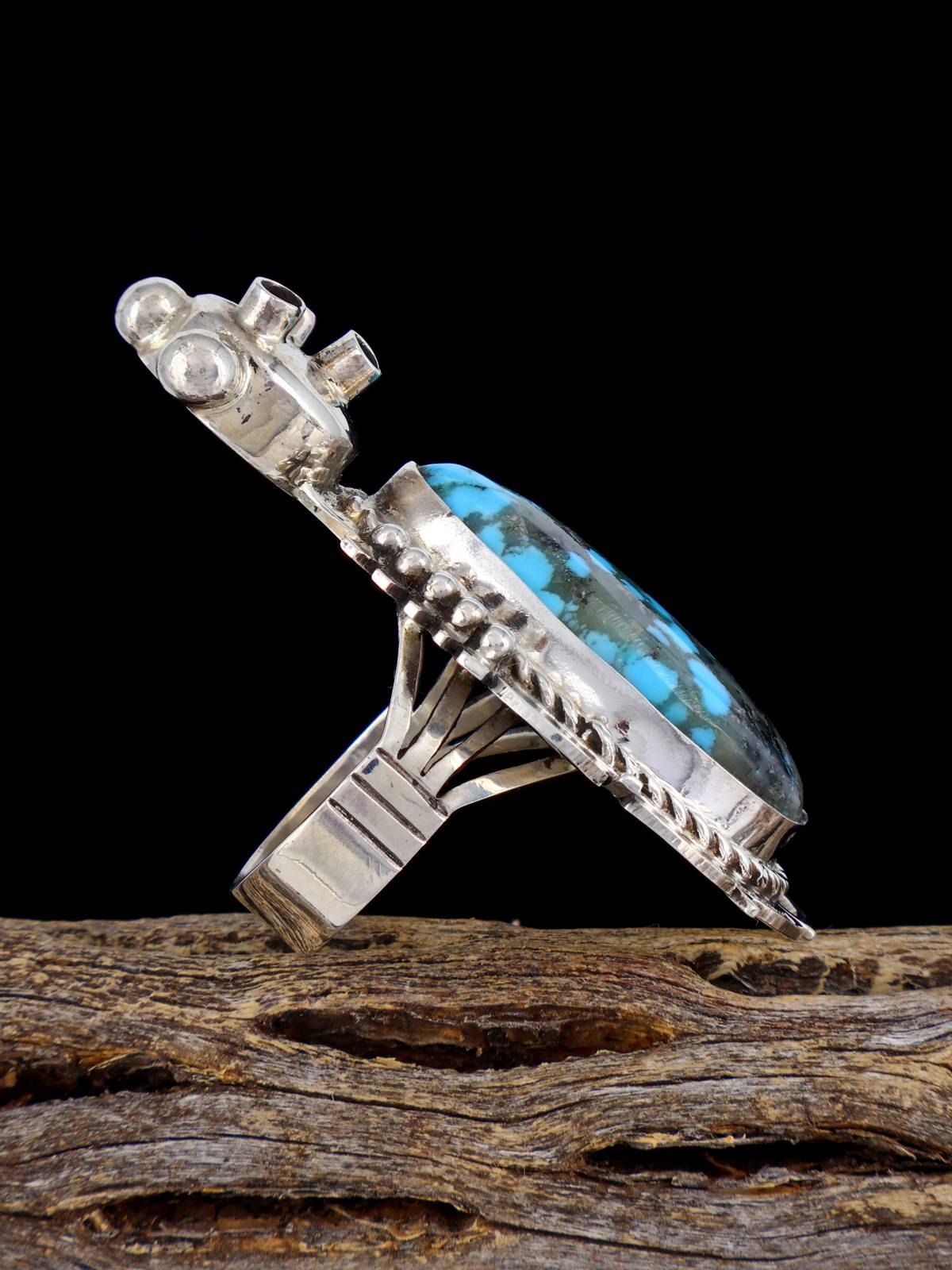 Navajo Turquoise Mudhead Kachina Ring, Size 8
