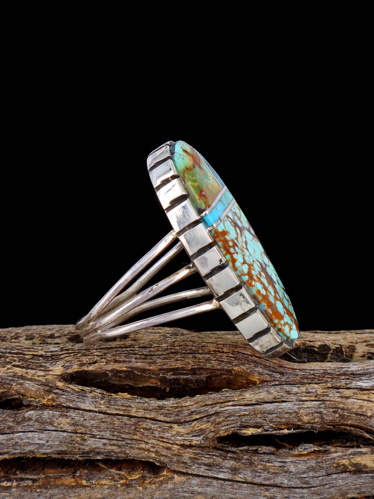 Navajo Turquoise Inlay Ring, Size 6 1/2
