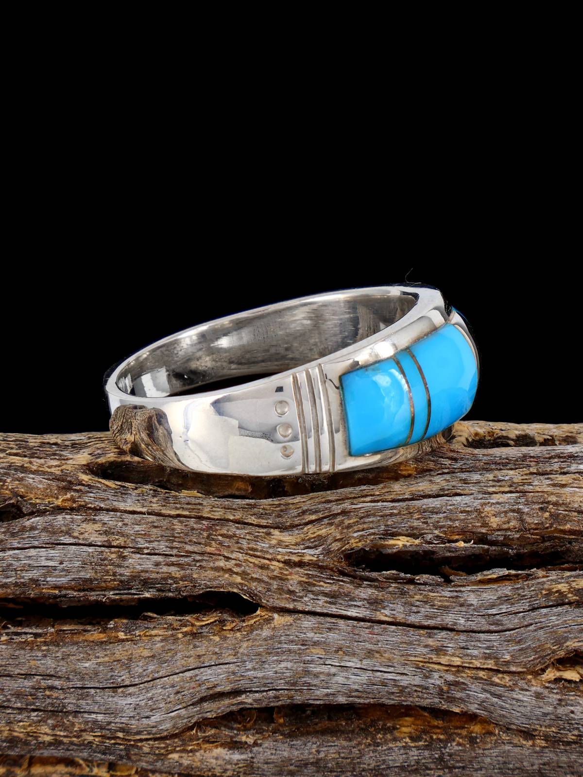 Bague incrustée de mosaïque turquoise Navajo, taille 11 1/2