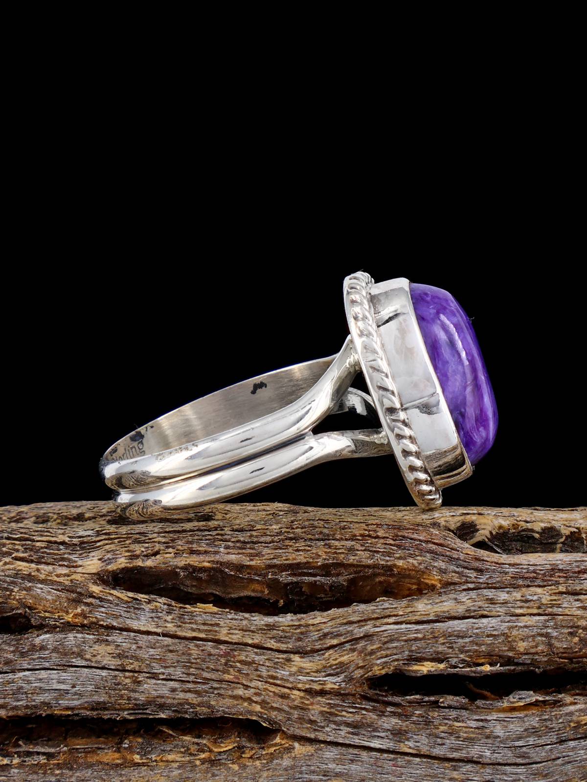 Navajo Sterling Silver Charoite Ring, Size 8 1/2
