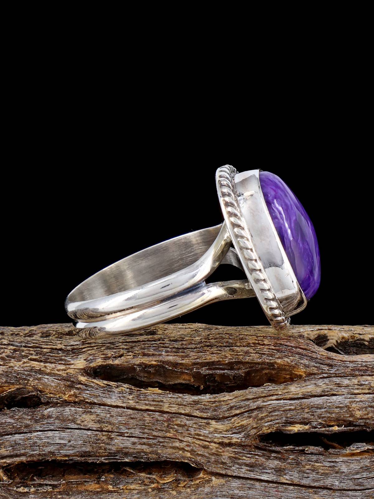 Navajo Sterling Silver Charoite Ring, Size 8 1/2