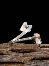 Navajo Turquoise and Spiny Oyster Inlay Arrow Ring, Adjustable