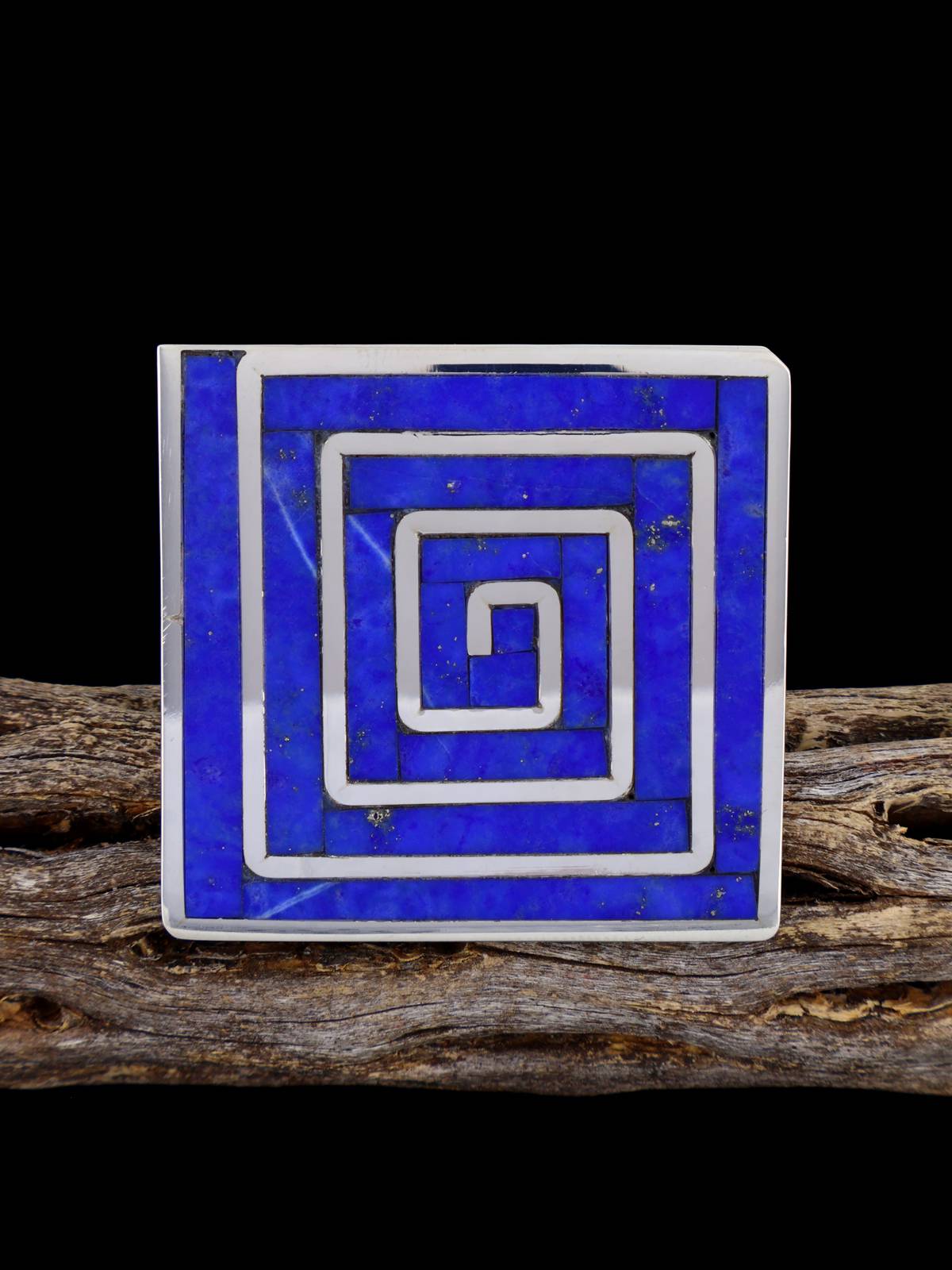 Sterling Silver Zuni Lapis Inlay Ring, Size 11 - PuebloDirect.com
