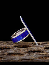 Sterling Silver Zuni Lapis Inlay Ring, Size 11 - PuebloDirect.com