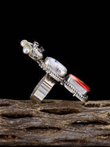 Navajo White Buffalo and Spiny Oyster Mudhead Kachina Ring, Size 7 1/2 - PuebloDirect.com