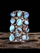 Navajo Golden Hill Turquoise Cluster Ring, Size 11 - PuebloDirect.com