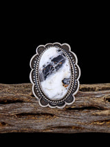 White Buffalo Sterling Silver Ring Adjustable Size 7 1/2 - PuebloDirect.com