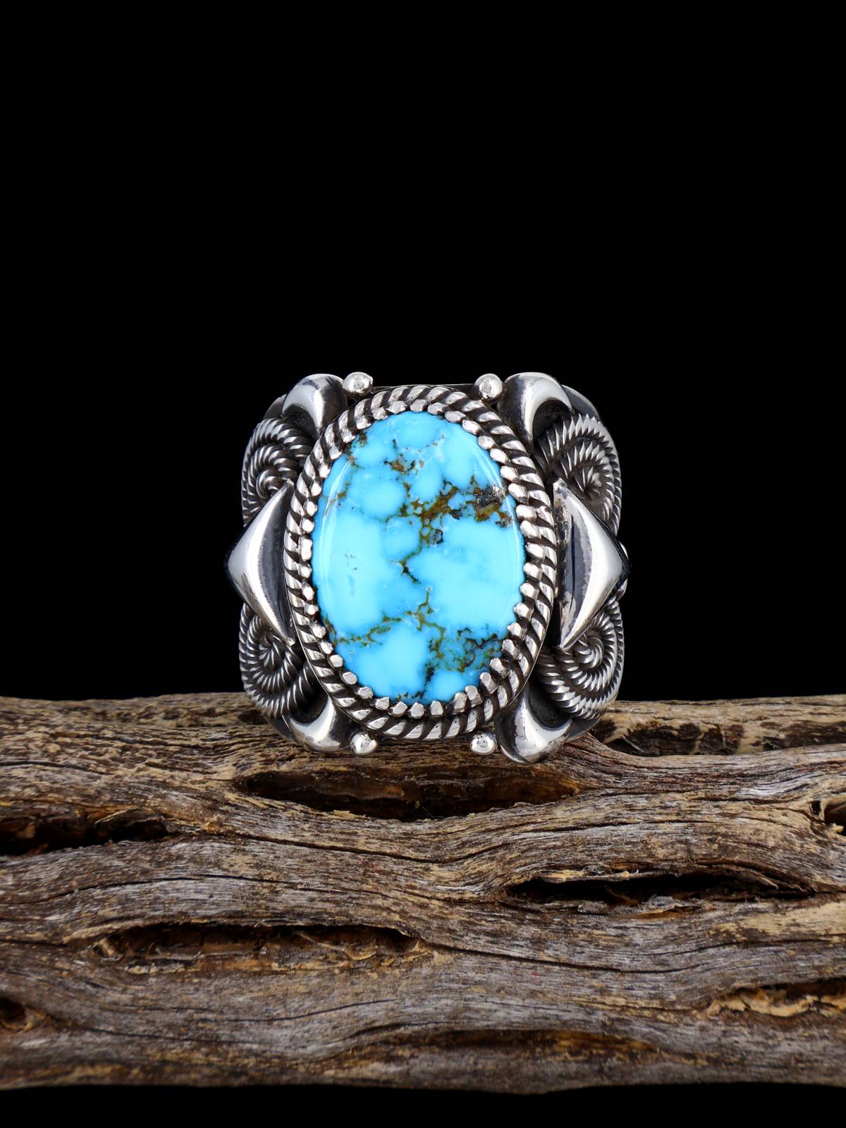 Kingman Turquoise Sterling Silver Ring Size 12 1/2 - PuebloDirect.com