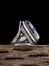 Navajo White Buffalo Sterling Silver Ring Size 11 1/2 - PuebloDirect.com