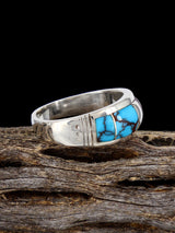 Navajo Turquoise Inlay Ring, Size 11 1/2 - PuebloDirect.com