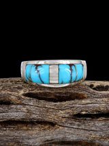 Navajo Turquoise Inlay Ring, Size 11 1/2 - PuebloDirect.com
