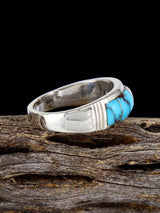 Navajo Turquoise Inlay Ring, Size 11 1/2 - PuebloDirect.com