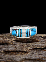 Navajo Turquoise and Opalite Inlay Ring, Size 11 1/2 - PuebloDirect.com