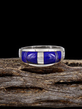 Navajo Lapis Inlay Ring, Size 12 1/4 - PuebloDirect.com