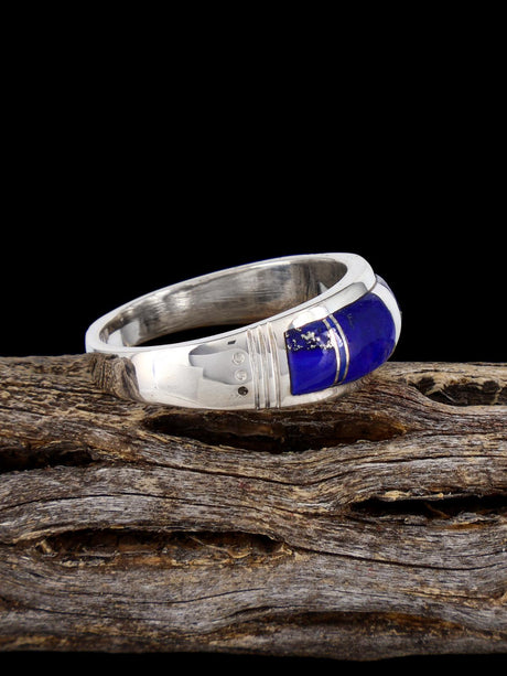Navajo Lapis Inlay Ring, Size 12 1/4 - PuebloDirect.com