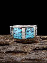 Navajo Turquoise Inlay Ring, Size 12 3/4 - PuebloDirect.com
