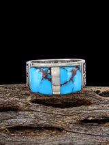 Navajo Turquoise Inlay Ring, Size 9 1/4 - PuebloDirect.com