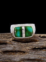 Navajo Sonoran Gold Turquoise Inlay Ring, Size 9 - PuebloDirect.com