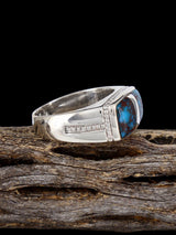 Navajo Turquoise Inlay Ring, Size 11 1/2 - PuebloDirect.com