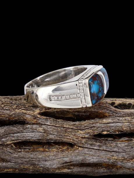 Navajo Turquoise Inlay Ring, Size 11 1/2 - PuebloDirect.com