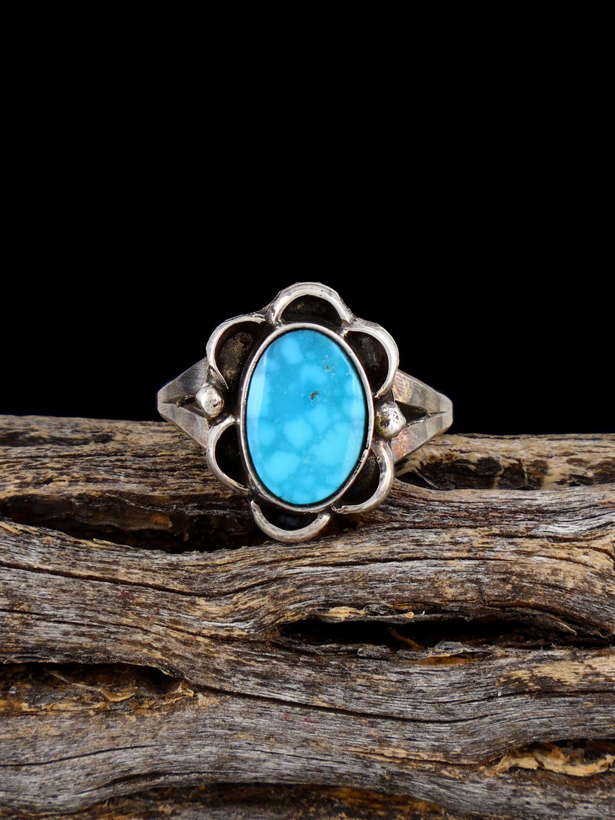 Vintage Native American Turquoise Sterling Silver Ring, Size 5 1/2