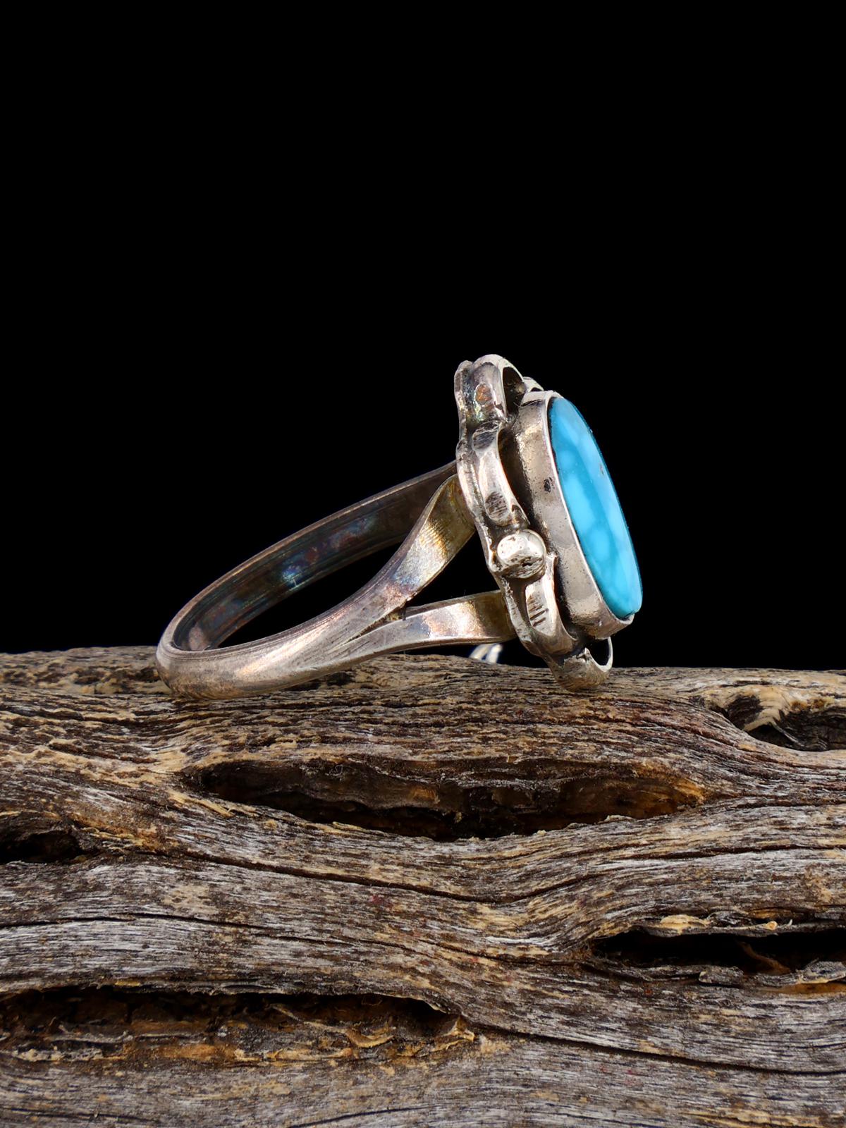 Vintage Native American Turquoise Sterling Silver Ring, Size 5 1/2