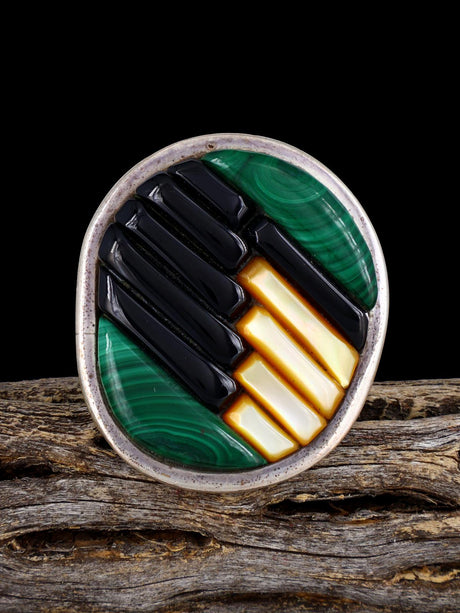 Vintage Sterling Silver Multistone Inlay Ring, Size 6 1/4 - PuebloDirect.com