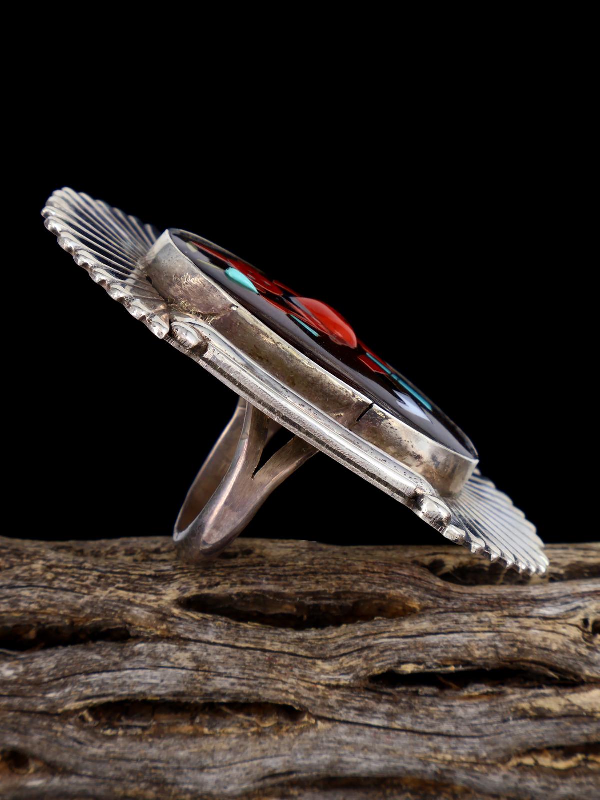 Vintage Sterling Silver Mudhead Zuni Inlay Ring, Size 6 1/2 - PuebloDirect.com