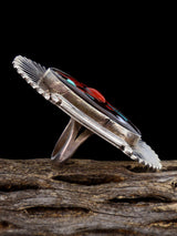 Vintage Sterling Silver Mudhead Zuni Inlay Ring, Size 6 1/2 - PuebloDirect.com