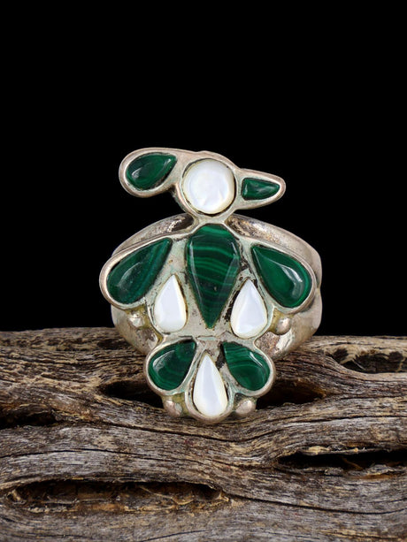 Estate Sterling Silver Thunderbird Inlay Ring, Size 10 - PuebloDirect.com