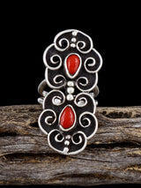 Old Sterling Silver Coral Ring, Size 6 - PuebloDirect.com