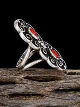 Old Sterling Silver Coral Ring, Size 6 - PuebloDirect.com