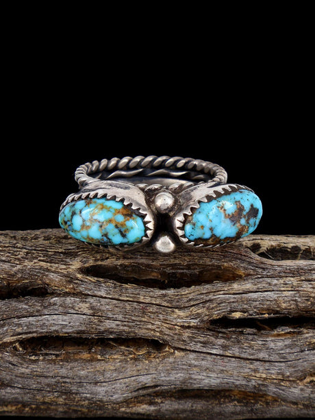 Vintage Sterling Silver Turquoise Ring, Size 8 1/2 - PuebloDirect.com
